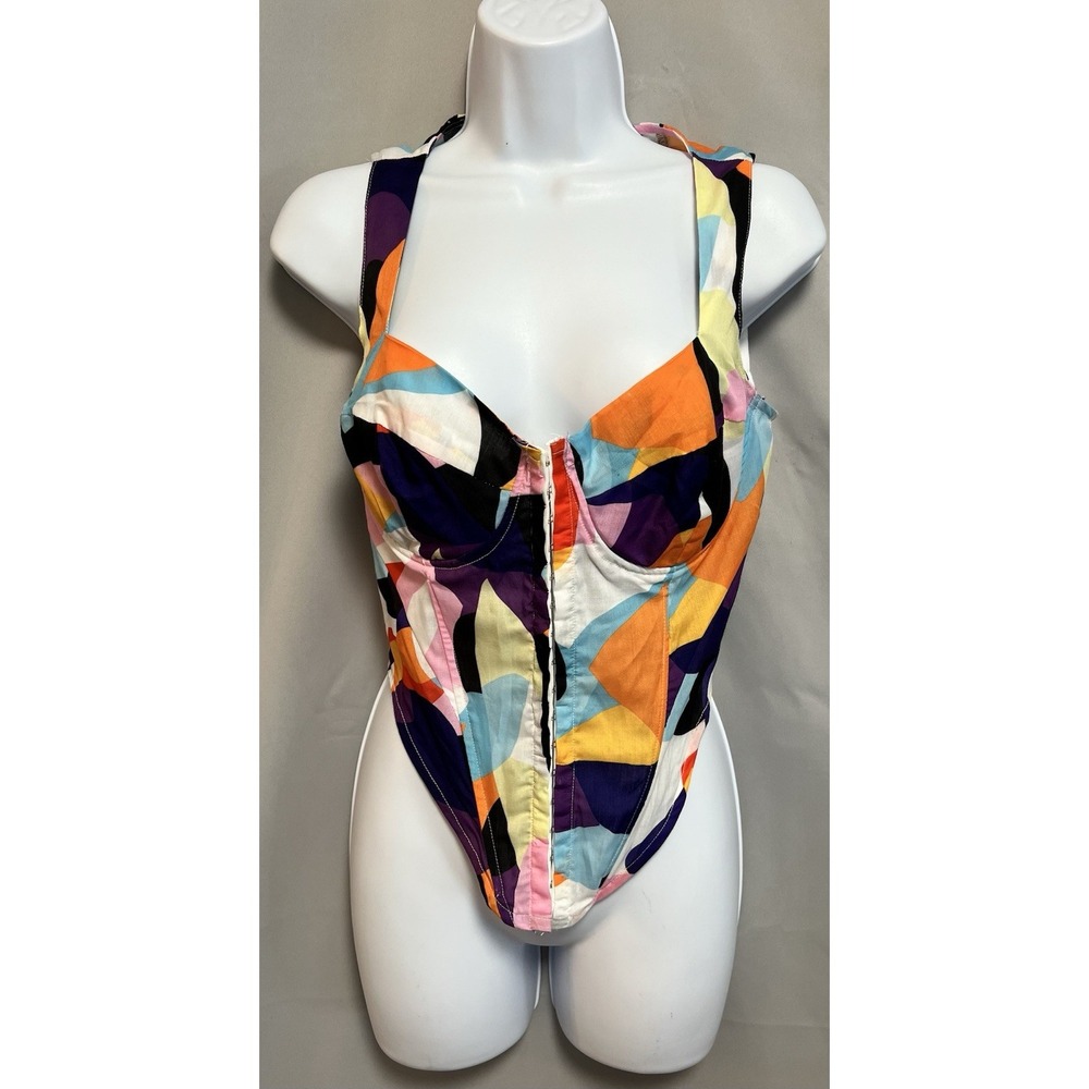 Fashion Nova Women's Sz Medium Corset Tank Camisole Top Multicolor NWT